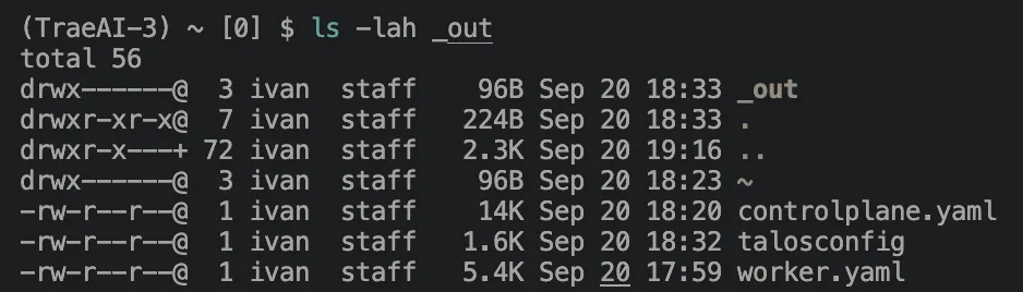Сгенерированные конфигурационные файлы Talos в директории _out